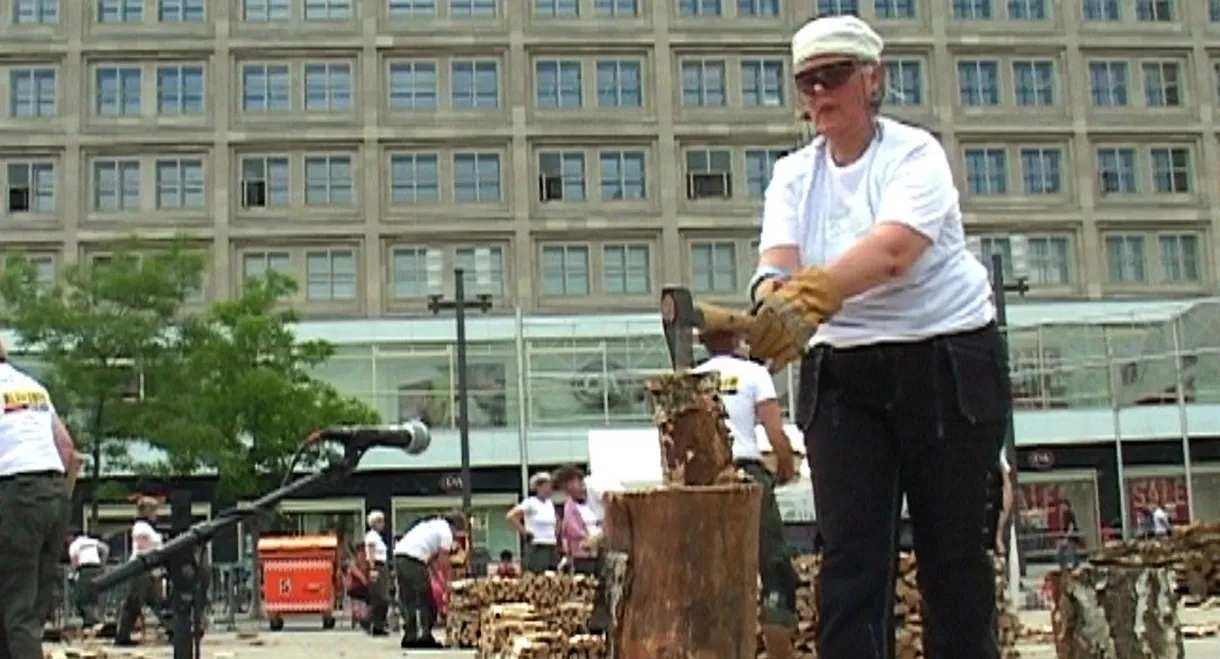 Kvinnor som hugger ved i Berlin och i Malmö